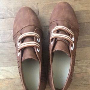 Brown wedge shoes